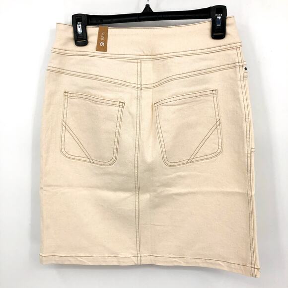 PRANA Women's Broadway Denim Pencil Skirt Size 6 Cream Natural Stretch NWT - Picture 5 of 8